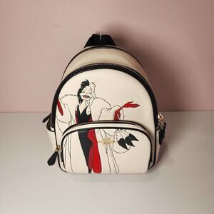 NWT Coach CC158 Disney X Coach Mini Court Backpack With Cruella Motif Ch…